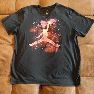 Jordan Mens Black T-Shirt with Pink and Orange Graphic 2XL